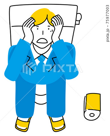 トイレでおちこむ男性 塗りver トイレでおちこむ男性 塗りver 75977003