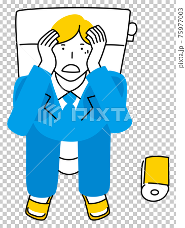 トイレでおちこむ男性 塗りver トイレでおちこむ男性 塗りver 75977003