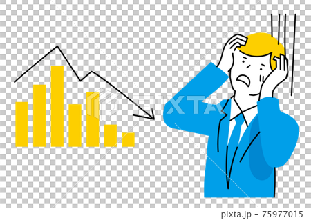 A man who is depressed in the graph with a downward slope 75977015