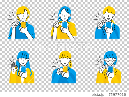 Female set that operates a smartphone, painted ver 75977016