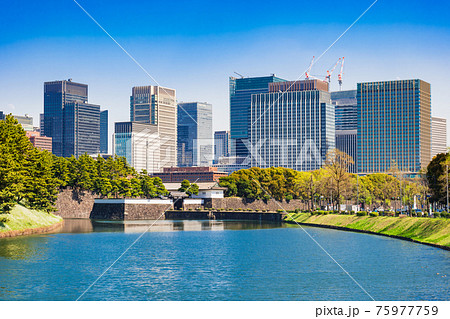 東京　桜田門と丸の内のビル群 75977759