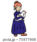 Old farmer lady in violet vintage apparel dress 75977906