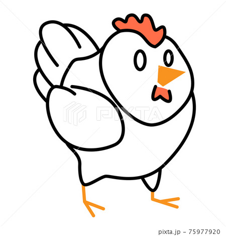 Outline chicken logo on white isolated backdrop 75977920
