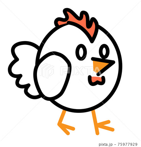 Outline chicken logo on white isolated backdrop 75977929