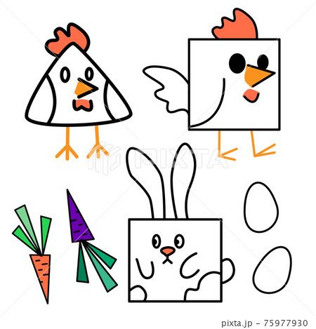 Outline Easter mascots on white isolated backdrop 75977930