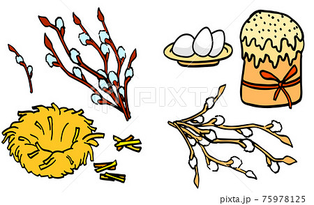 Cross bun and eggs on white isolated backdrop Cross bun and eggs on white isolated backdrop 75978125