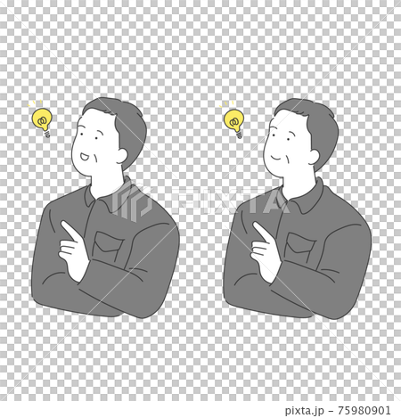 Illustration of a senior man in work clothes that inspires something Illustration of a senior man in work clothes that inspires something 75980901