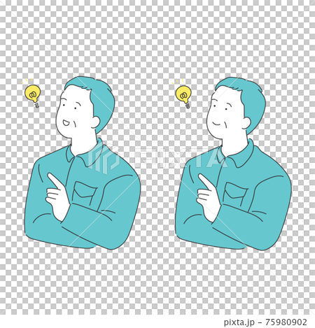 何かをひらめく作業服のシニア男性のイラスト 何かをひらめく作業服のシニア男性のイラスト 75980902