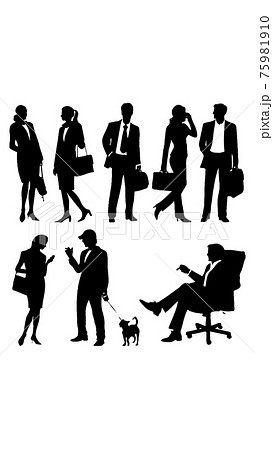 ビジネス スーツ シルエット 影絵 できる マン 都会 都市 ワン チーム 会社 協調 協力 営業のイラスト素材