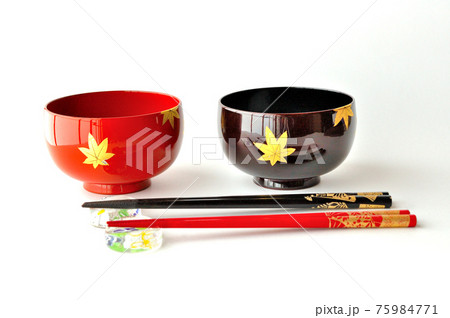 漆器の夫婦汁椀と夫婦箸 漆器の夫婦汁椀と夫婦箸 75984771