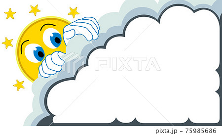 雲に隠れる月 フレーム用 のイラスト素材