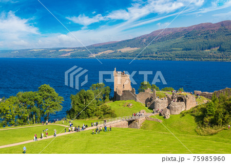 Urquhart Castle along Loch Ness lake 75985960