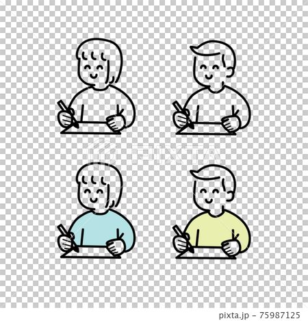Children studying illustration material 75987125