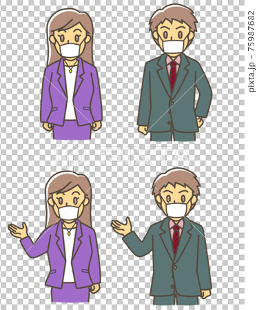 スーツ姿の男女　マスクあり 75987682