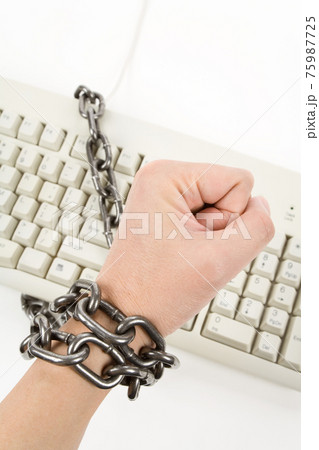 Computer Keyboard and hand Computer Keyboard and hand 75987725