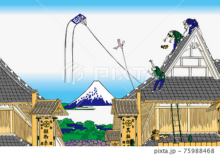 葛飾北斎イメージ江都駿河町三井見世略図　明るいバージョン 75988468