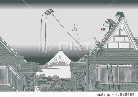 葛飾北斎イメージ江都駿河町三井見世略図　銀 75988484