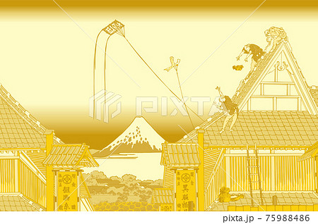 葛飾北斎イメージ江都駿河町三井見世略図 金 葛飾北斎イメージ江都駿河町三井見世略図 金 75988486