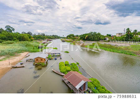 Sakae Krang River and home villages near the river at Uthai Thani Thailand 75988631