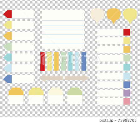 Vector illustration set of sticky notes of various shapes (without main line) Vector illustration set of sticky notes of various shapes (without main line) 75988703