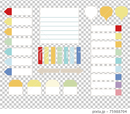 Vector illustration set of sticky notes of various shapes (with main line) Vector illustration set of sticky notes of various shapes (with main line) 75988704