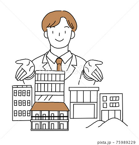 不動産 人物 男性 オーナー イラストのイラスト素材