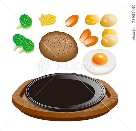 ハンバーグのイラスト。アイコンセット 75989440