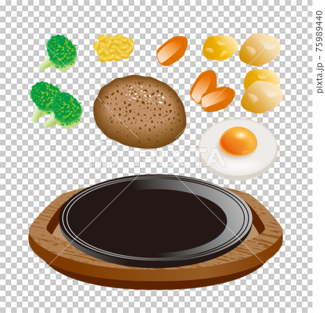 ハンバーグのイラスト。アイコンセット 75989440