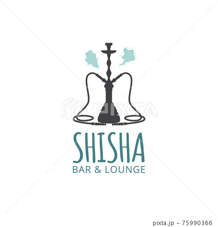 Shisha bar and hookah lounge emblem design flat vector illustration isolated. 75990366
