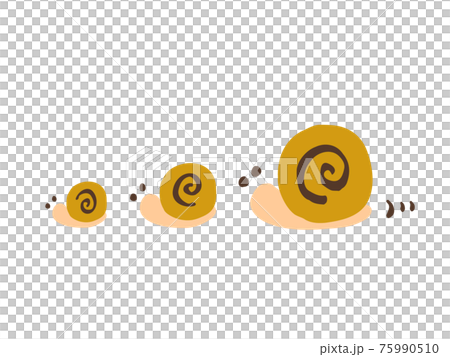 かわいいカタツムリと雨　夏（梅雨）／手書きイラスト 75990510