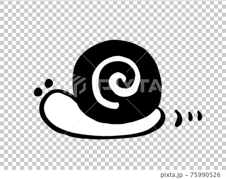 かわいい進むカタツムリ 夏 梅雨 手書きイラスト モノクロのイラスト素材 75990526 Pixta