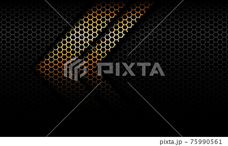 Abstract golden arrow shadow direction on black hexagon mesh design modern futuristic background vector illustration. Abstract golden arrow shadow direction on black hexagon mesh design modern futuristic background vector illustration. 75990561
