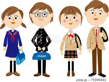 仲良し高校生 男女 のイラスト素材