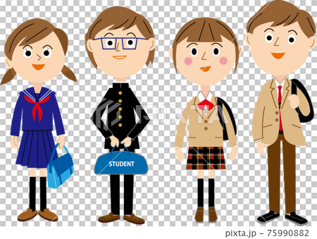 仲良し高校生 男女 のイラスト素材