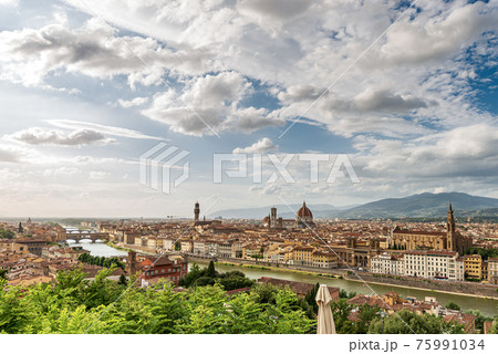 Aerial view of the Florence Cityscape seen from the Hill - Tuscany Italy Aerial view of the Florence Cityscape seen from the Hill - Tuscany Italy 75991034