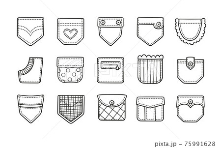 Doodle patch pockets for pants, t-shirts andのイラスト素材 [75991628] - PIXTA