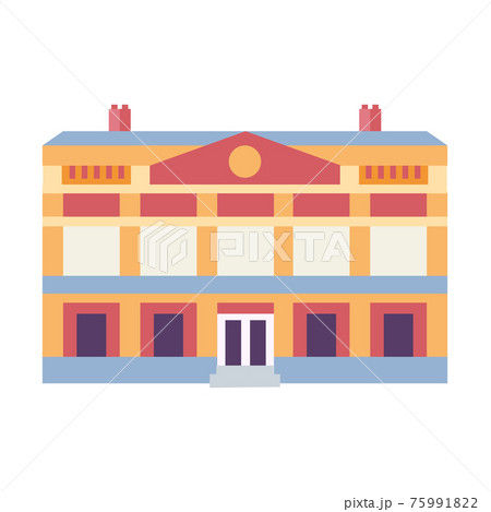 Novi Sad Hungrarian Theater Icon In Flatのイラスト素材