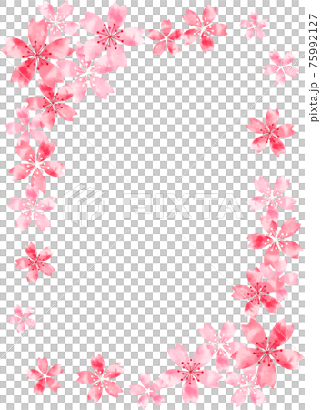Watercolor style cherry blossom frame vertical 75992127