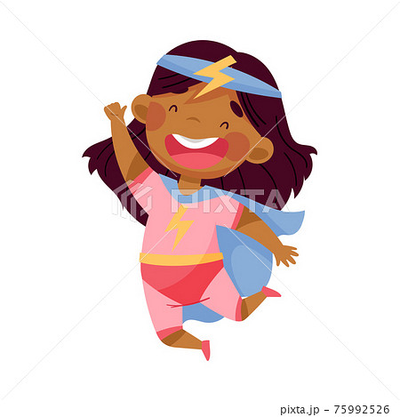 Cheerful African American Girl Wearing Costume のイラスト素材