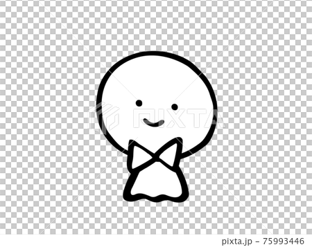 かわいいてるてる坊主 夏 梅雨 手書きイラスト モノクロのイラスト素材