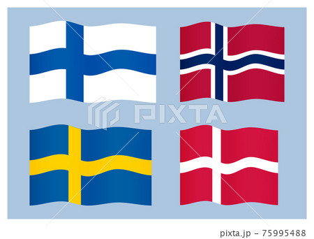 Set of scandinavian, northern countries national flags. 75995488