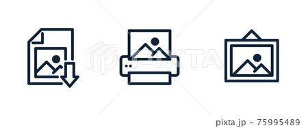 Digital image file download, printer icon, print icon 75995489