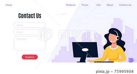 Contact Us web page design template in flat style Contact Us web page design template in flat style 75995608