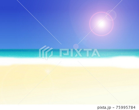空と海と砂浜のビーチの風景イラスト No 05のイラスト素材