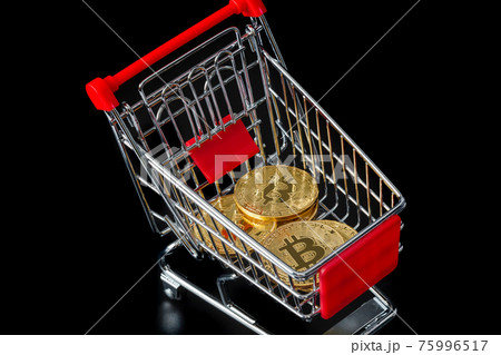 Bitcoins in shopping cart 75996517
