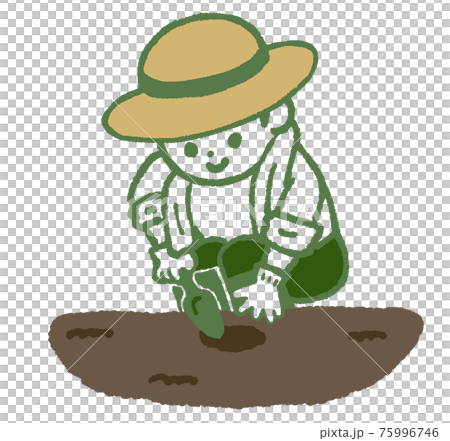 シャベルで穴を掘る人のイラスト素材