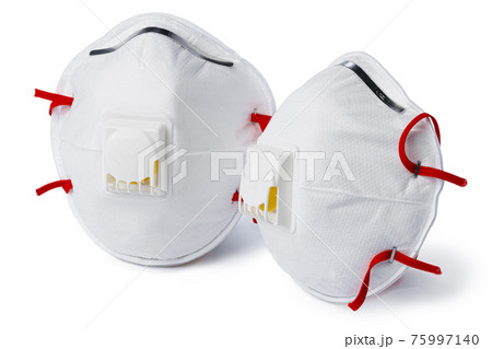 Medical protective mask isolated on white background 75997140