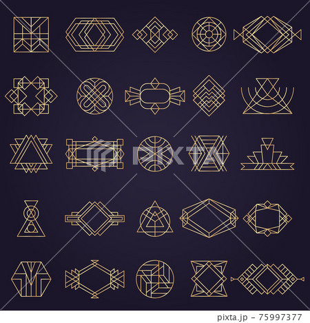 Art deco elements. Geometrical linear shapes for design projects circles dividers triangles arrows recent vector art deco collection 75997377