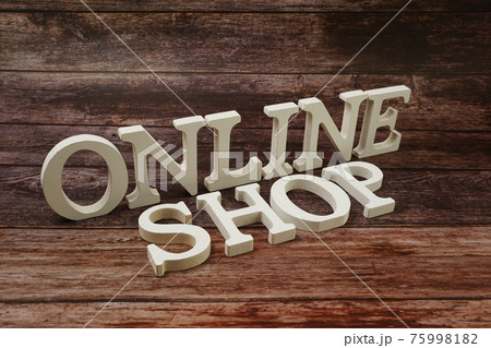 Online Shop Word alphabet letters on wooden background 75998182