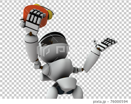 遅刻に気づいて慌てる人工知能のロボット。白バック。3Dレンダリング。 遅刻に気づいて慌てる人工知能のロボット。白バック。3Dレンダリング。 76000594